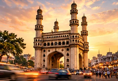 Evening traffic in front of the Charminar